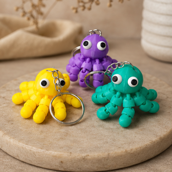 Cute Flexi Octopus Keychain