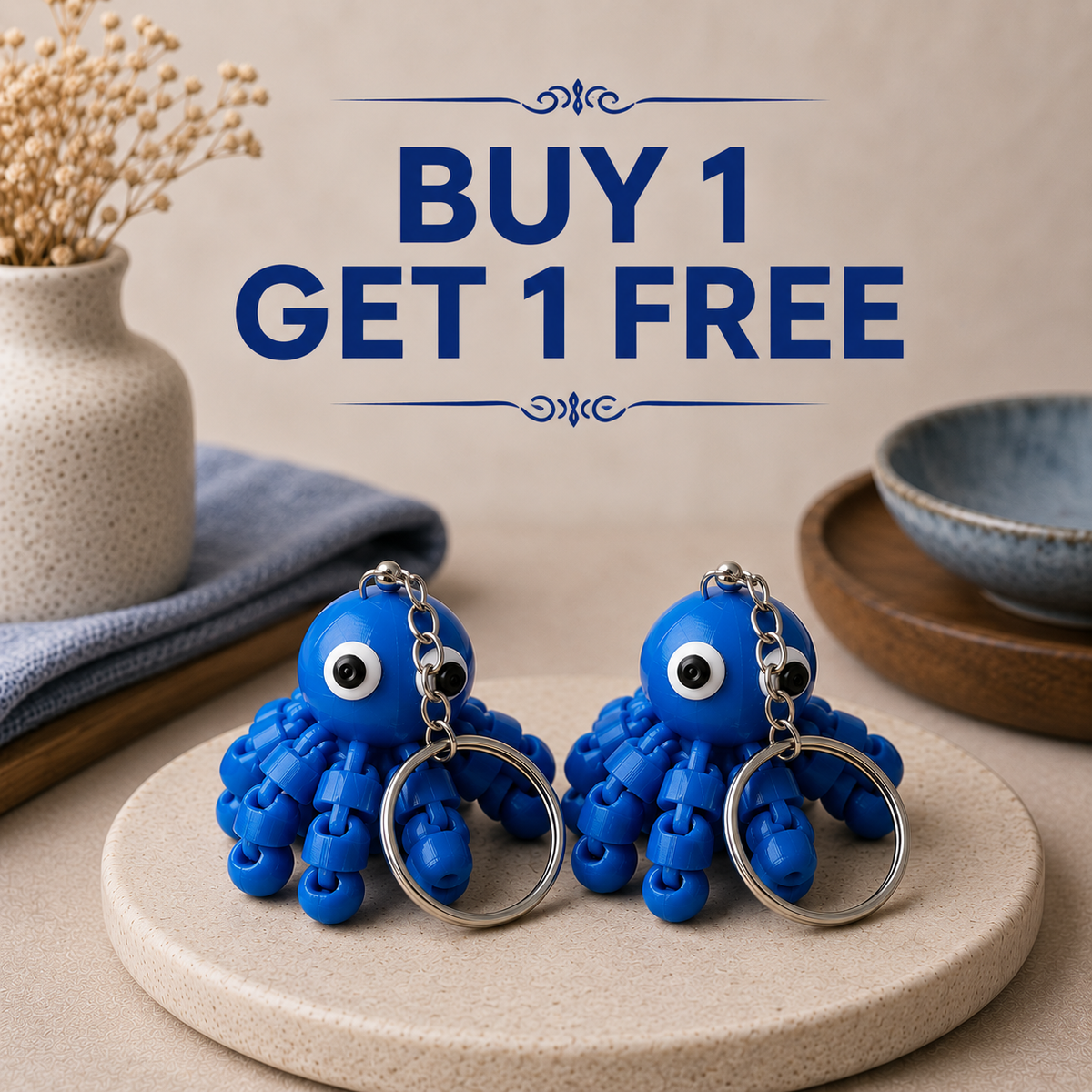 Cute Flexi Octopus Keychain