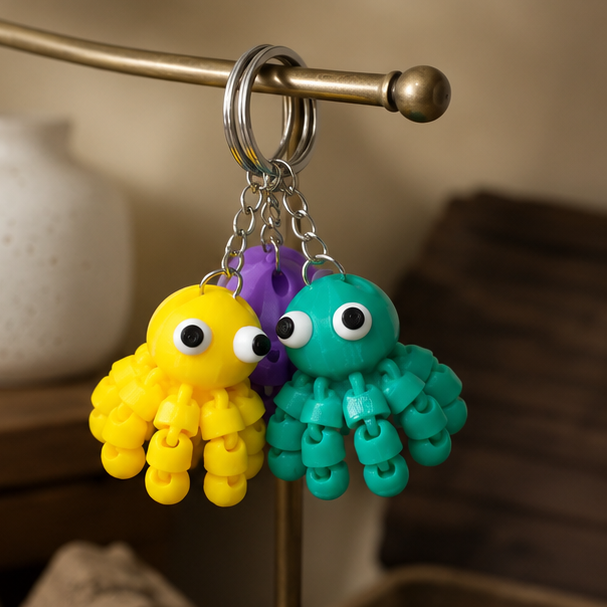 Cute Flexi Octopus Keychain