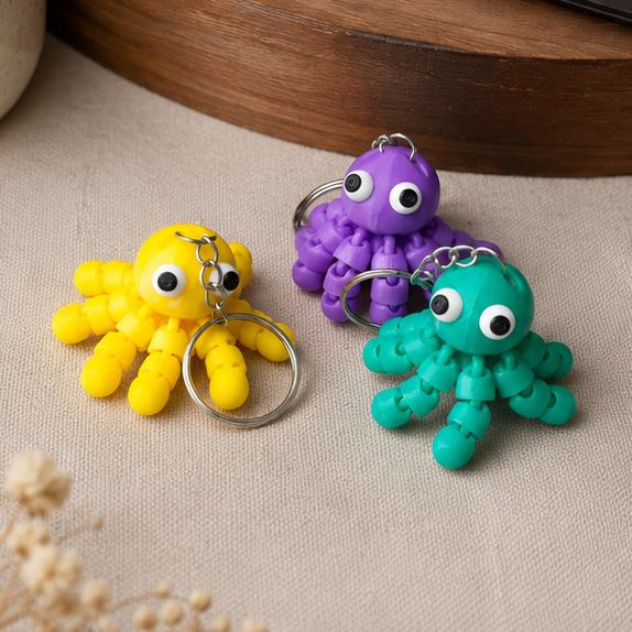 Cute Flexi Octopus Keychain