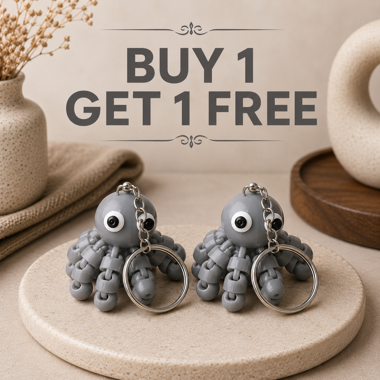 Cute Flexi Octopus Keychain