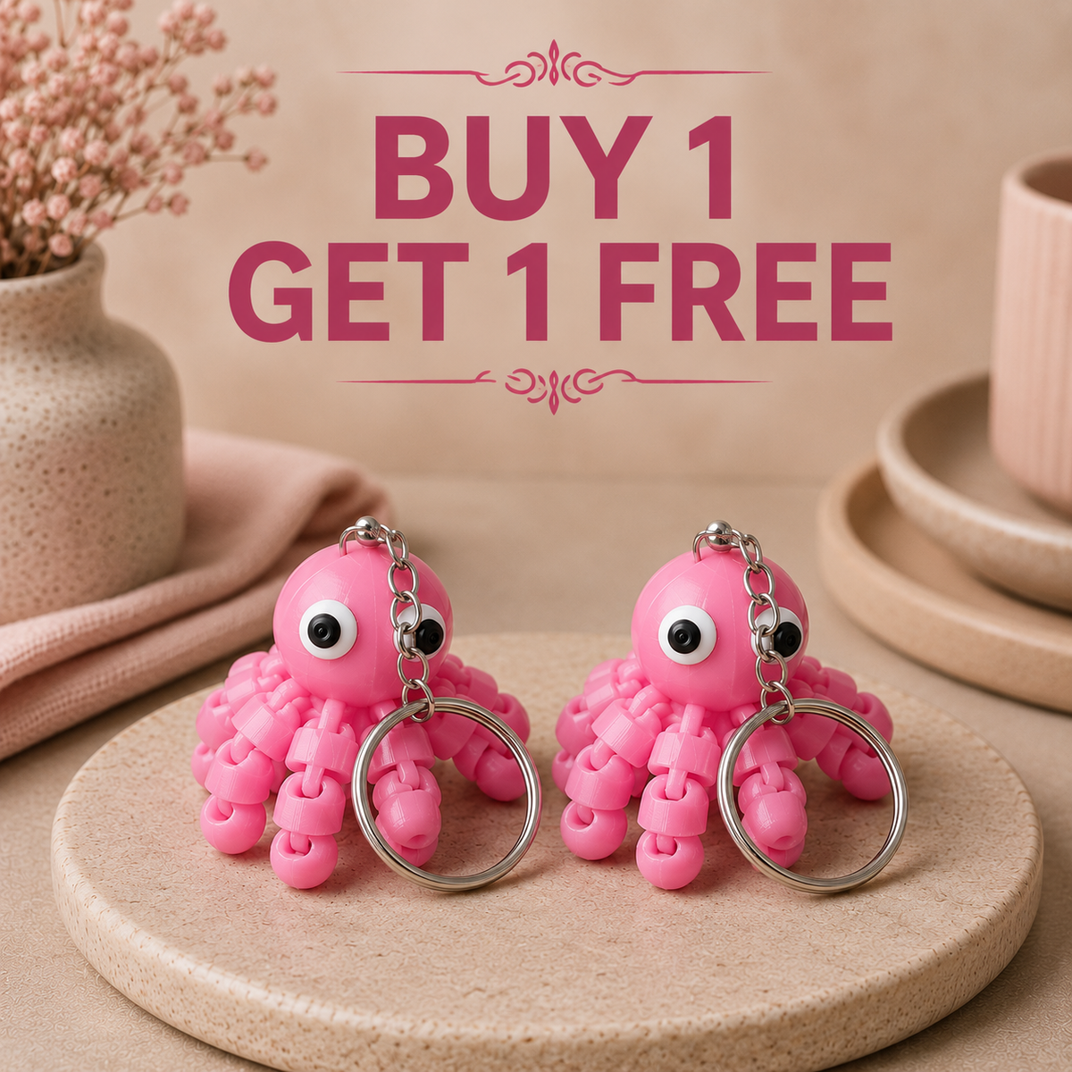 Cute Flexi Octopus Keychain