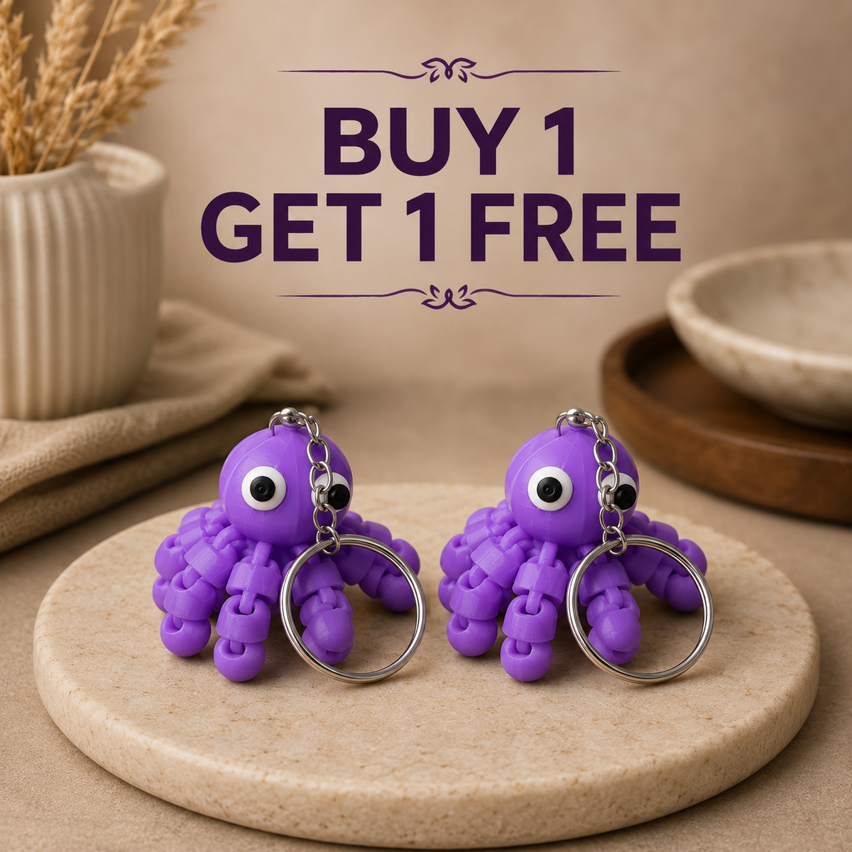 Cute Flexi Octopus Keychain