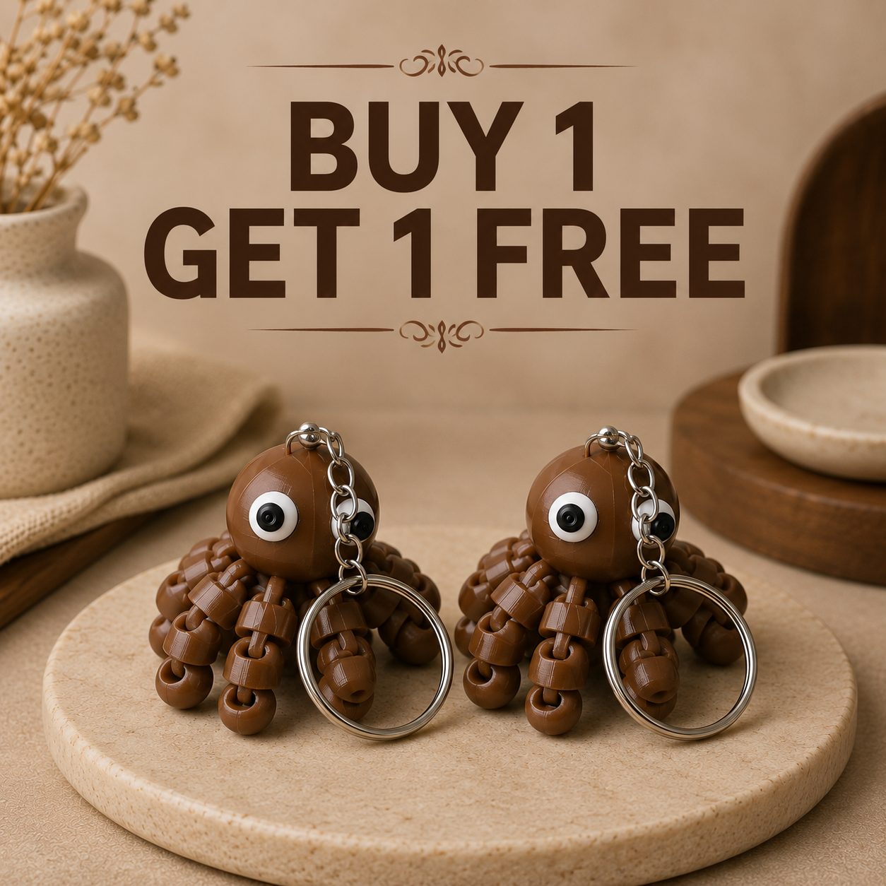 Cute Flexi Octopus Keychain
