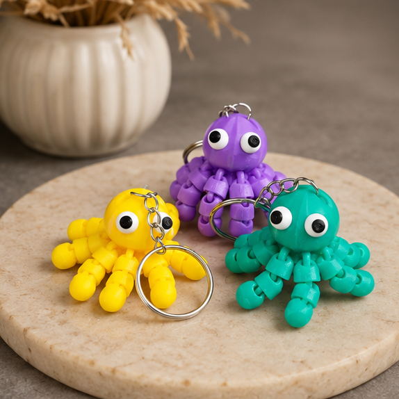 Cute Flexi Octopus Keychain