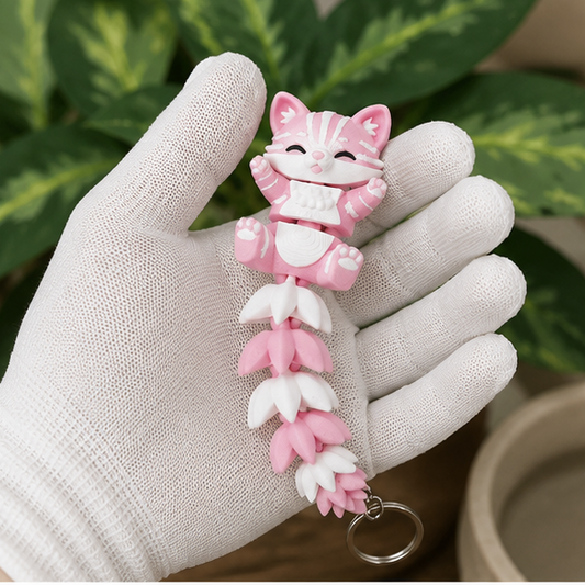 Fluffy Tail Flexi Cat Keychain
