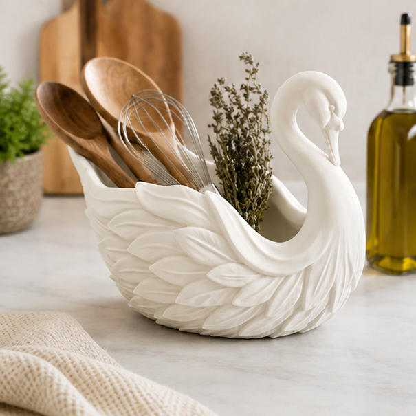 Elegant Swan Kitchen Utensil Holder