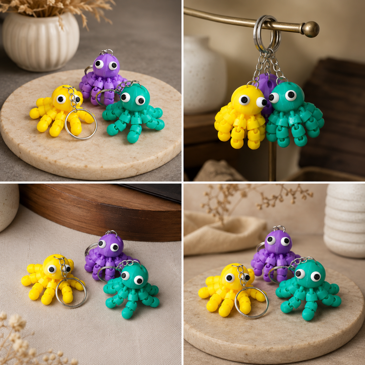 Cute Flexi Octopus Keychain